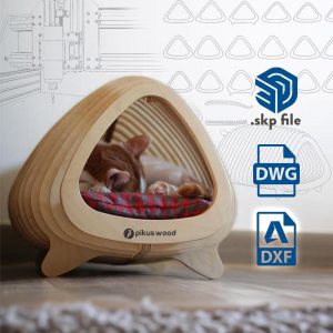 Parametric Cat House, DXF File, Cnc Cut, Plywood Cat House, Organic Dog house