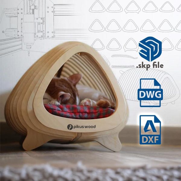Parametric Cat House, DXF File, Cnc Cut, Plywood Cat House, Organic Dog house